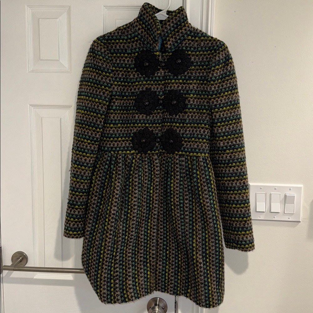 Plenty By Tracy Reese Princess Coat Jacket Nubby Green Multicolor (Size 4)
